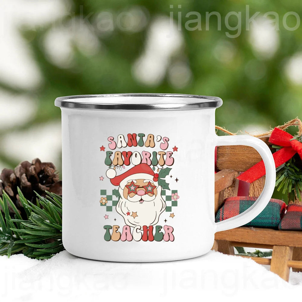 Teacher Christmas Enamel Mug – Smartest Cookies Holiday Gift