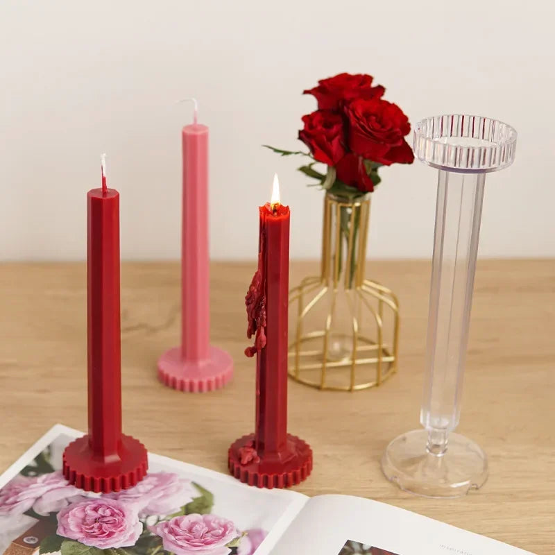 Striped Long Rod Candle Mold – PC Plastic Gear Column Mould