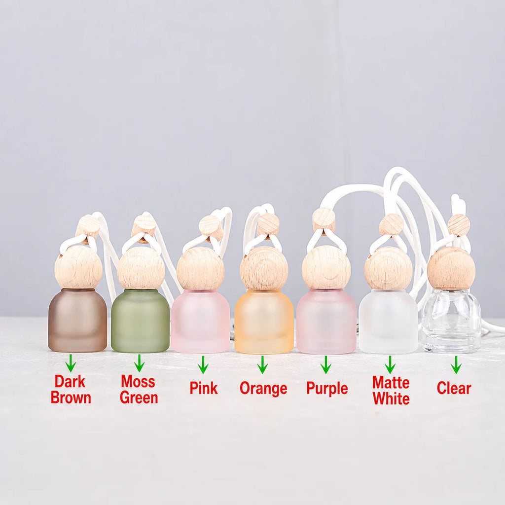 Minimalist Hanging Glass Car Diffuser Bottle | Beech Wood Cap