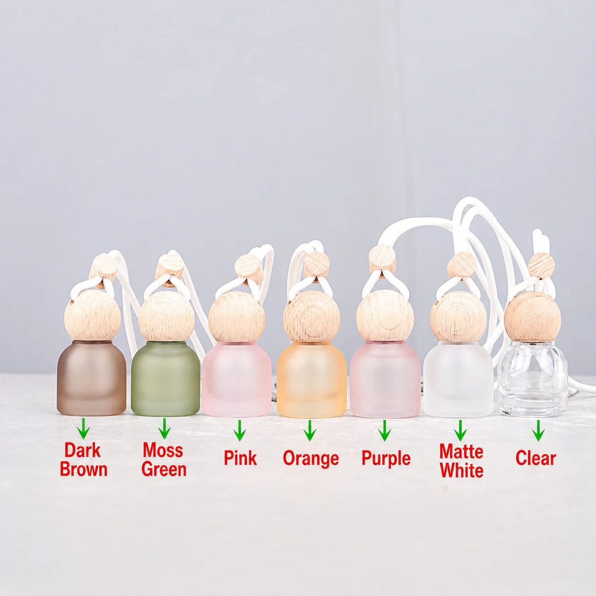 Minimalist Hanging Glass Car Diffuser Bottle | Beech Wood Cap
