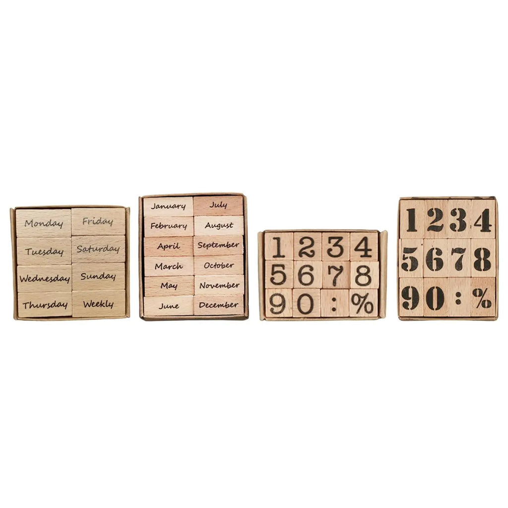 Vintage Wooden Mounted Stamp Set – Scrapbook & Planner DIY
