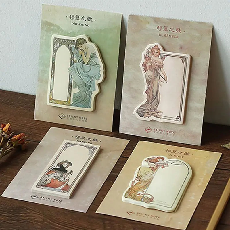 Vintage Kraft Paper Sticky Notes – 30 Sheets, 4 Retro Patterns