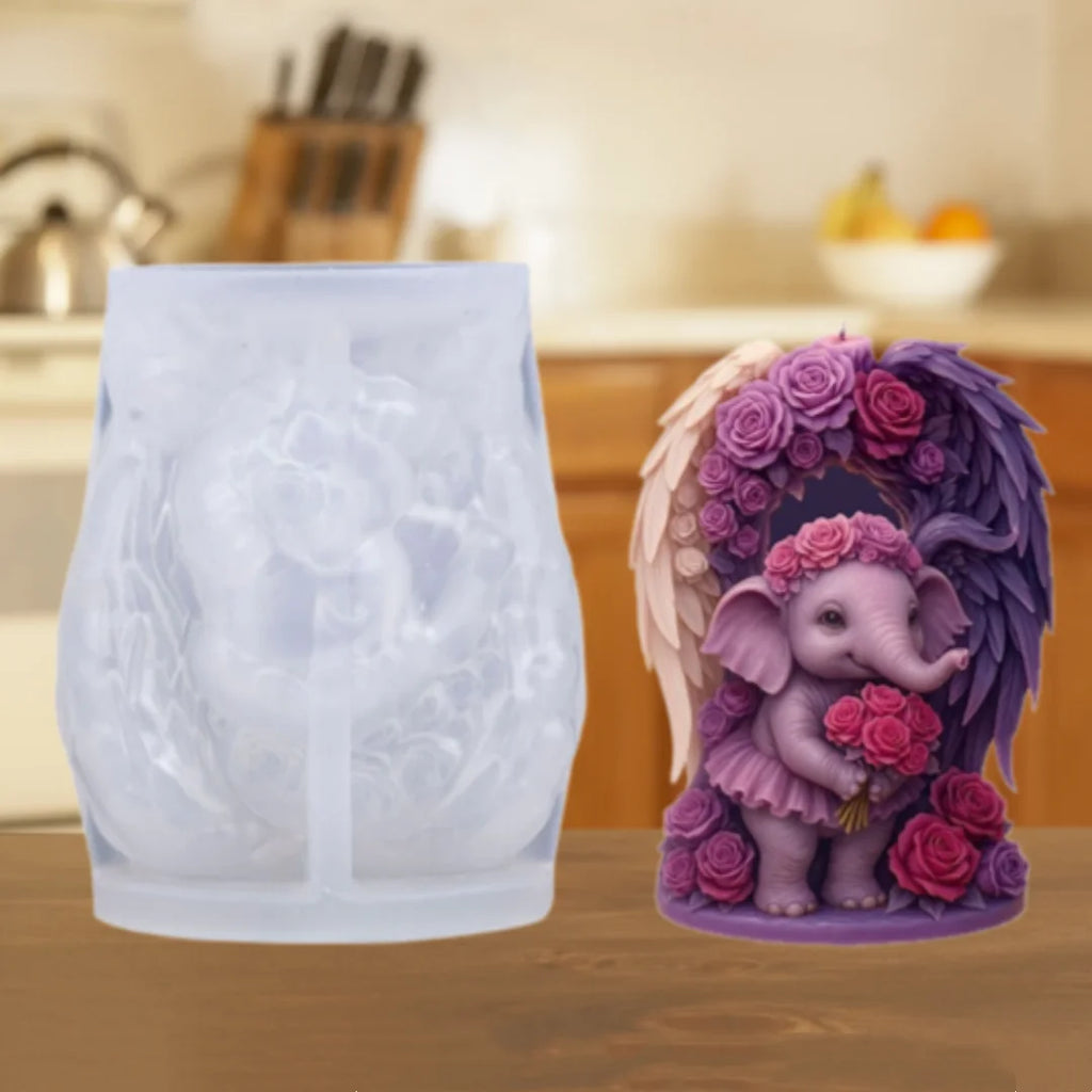 3D Angel Elephant Silicone Candle Mold – DIY Resin & Gypsum