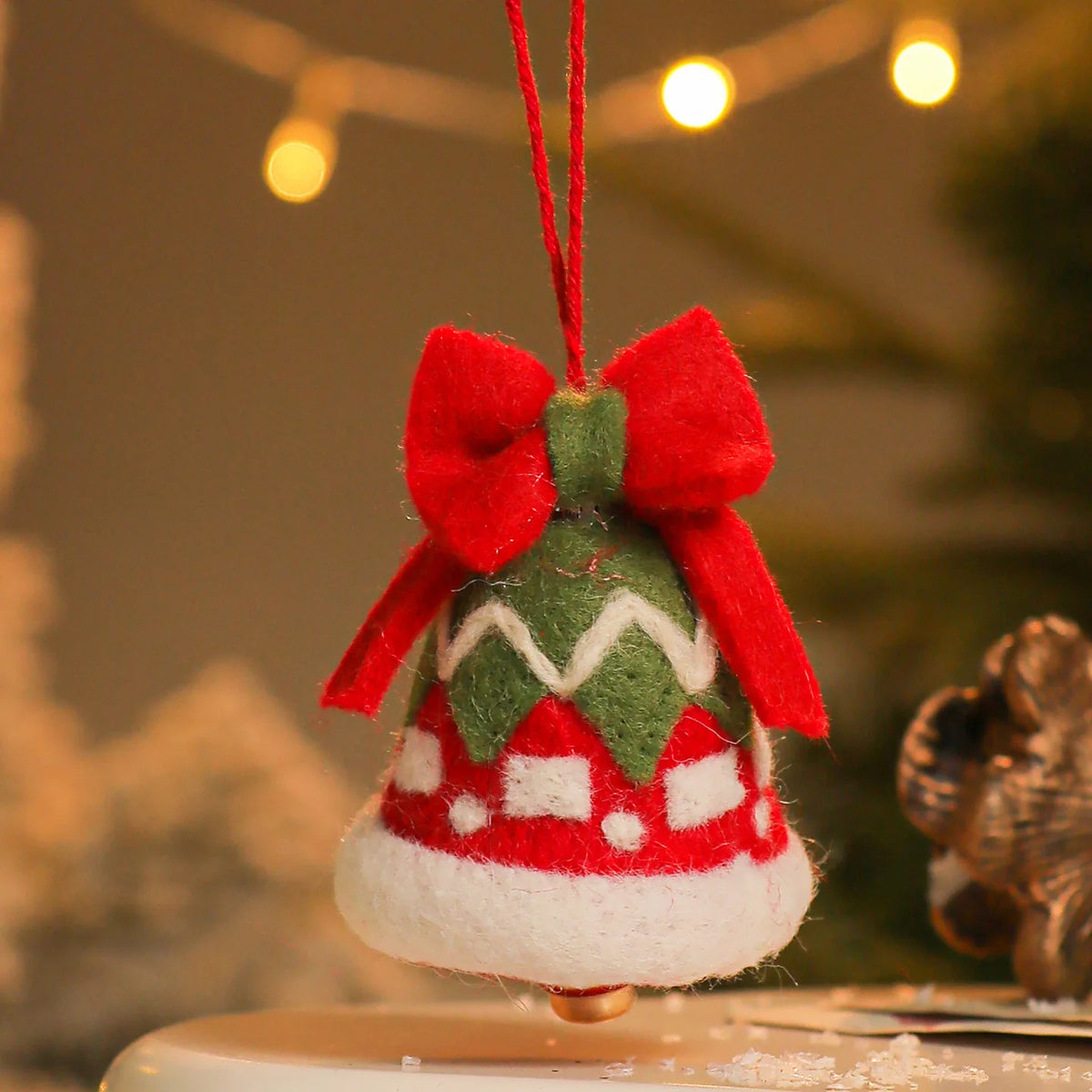 Wool Felt Christmas Bell Ornaments – Santa & Snowman