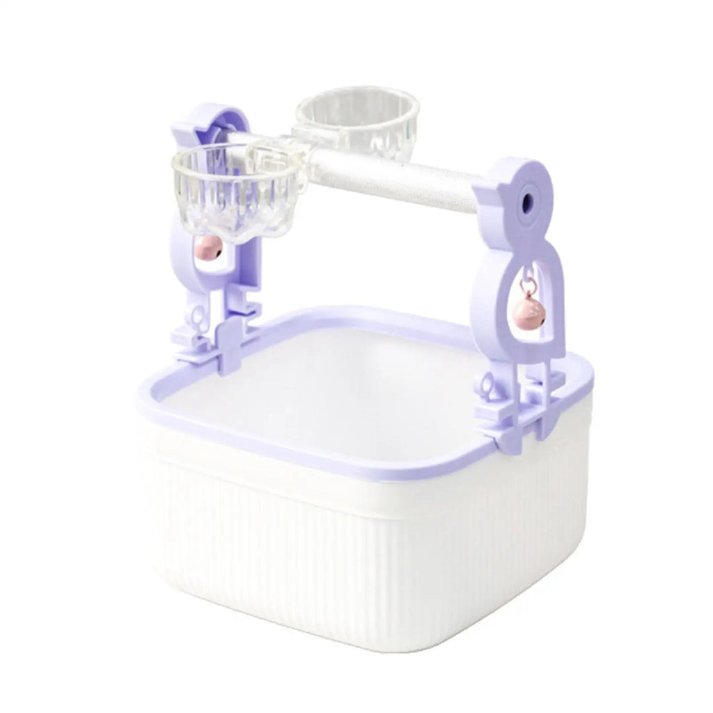 Desktop Bird Perch Stand with Feeder Cups | Parrot Toy