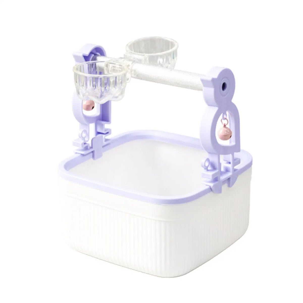 Desktop Bird Perch Stand with Feeder Cups | Parrot Toy