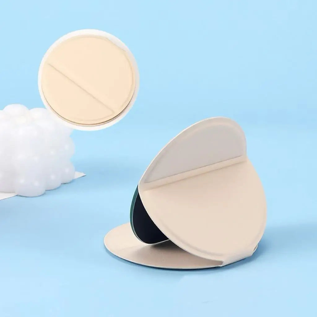 Round Foldable PU Leather Makeup Mirror – Portable Travel