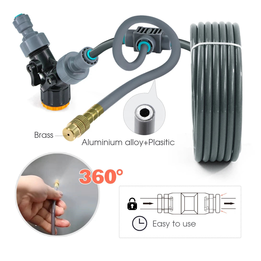 1/4" 360° Rotary Brass Nozzle Drip Irrigation Kit – Auto Misting
