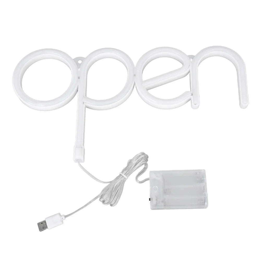 RGB LED Neon Open Sign – USB & Battery Powered Wall Mount