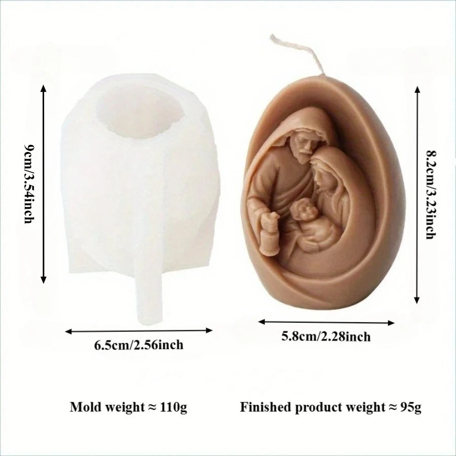 3D Jesus & Virgin Mary Silicone Mold – Candle, Soap & Resin