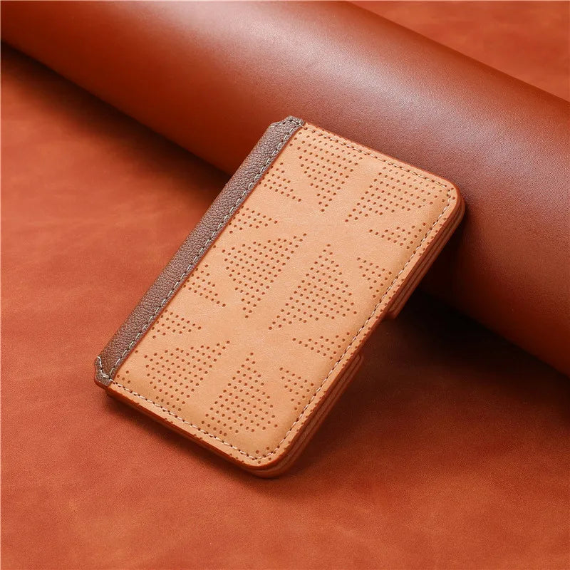 Magnetic PU Leather Card Holder Wallet Sticker for Smartphones