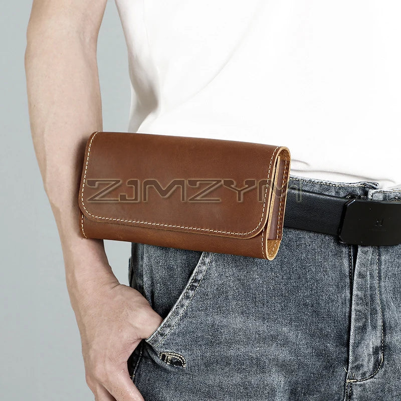 Men's Genuine Leather Waist Belt Bag – Slim Hip Fanny Pack