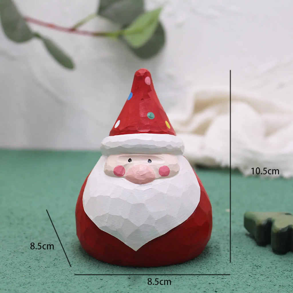 Christmas Wooden Santa Claus & Snowman Sitting Figurine Ornament