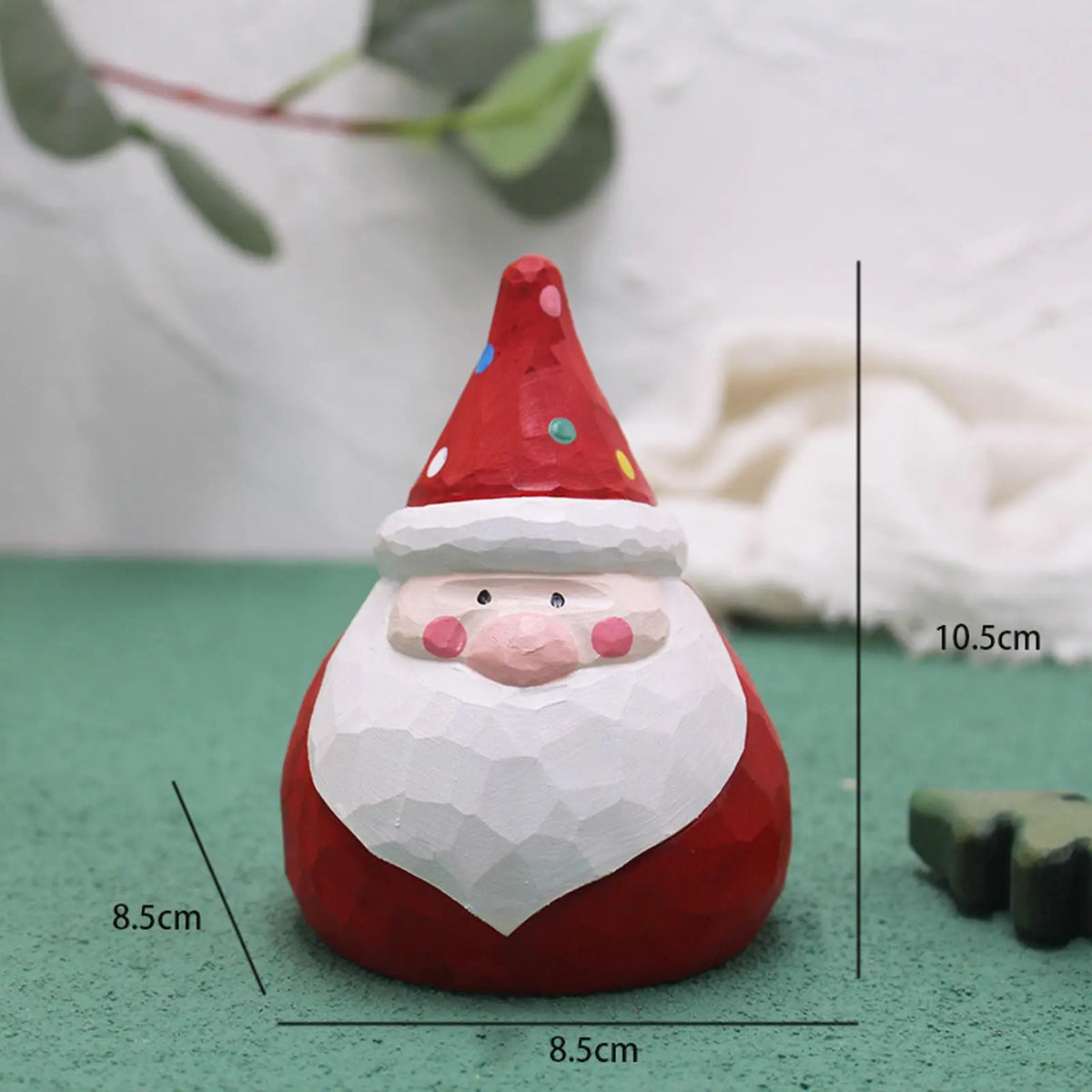 Christmas Wooden Santa Claus & Snowman Sitting Figurine Ornament