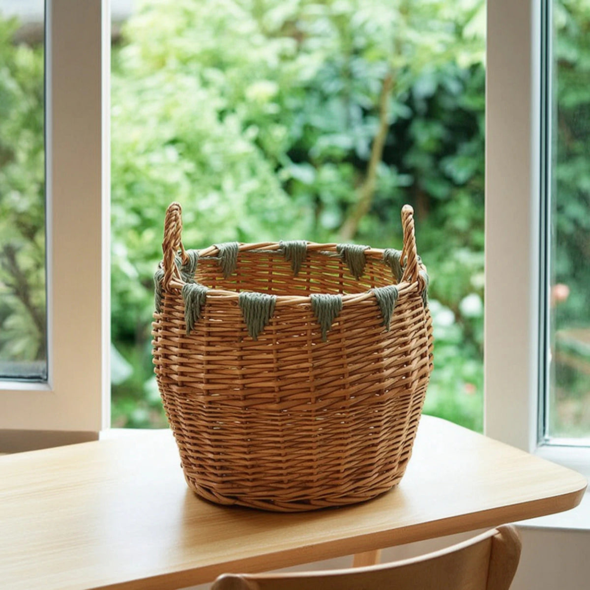 Handwoven Wicker Storage Basket with Handles | Tapered
