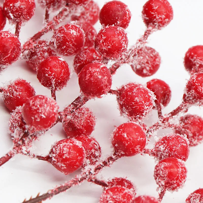 Frosted Artificial Berry Stems Christmas Decor – 10 Pack