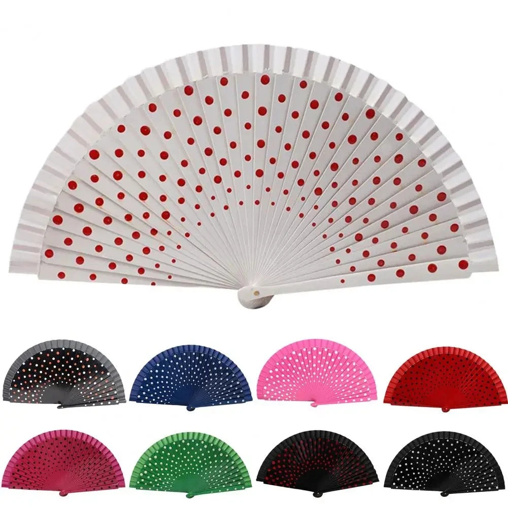 Multicolor Silk Folding Fan – Antiquity Dot Print Gift
