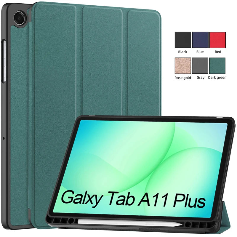 Samsung Galaxy Tab A11 Plus Case | Magnetic Leather + Pen Holder