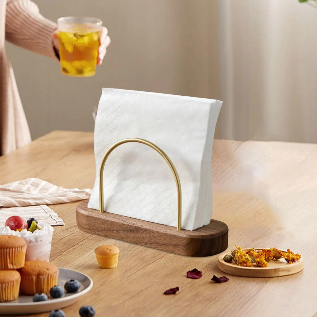 Wooden Coffee Filter Paper Holder – Walnut & Brass Rack