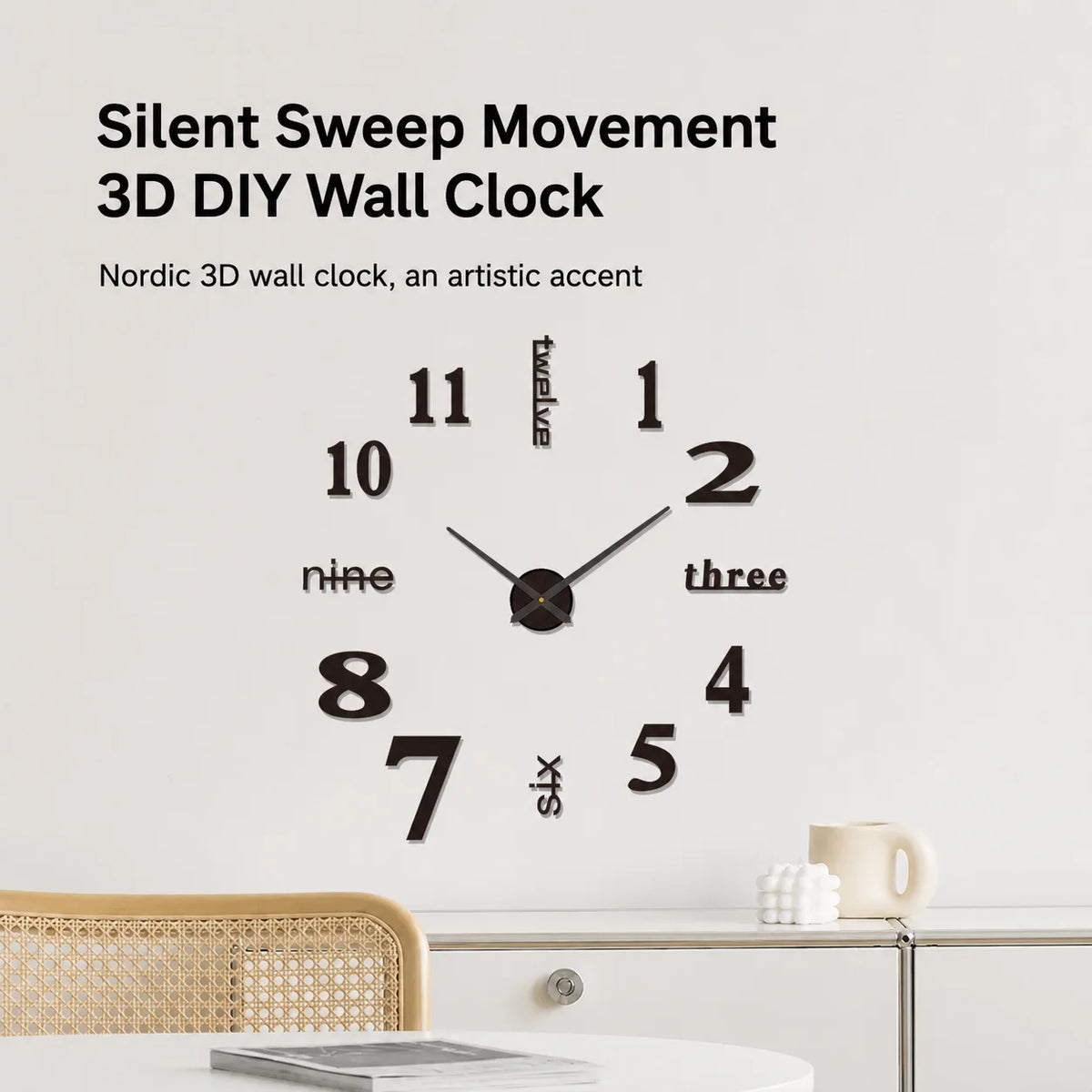 Nordic Minimalist Acrylic Wall Clock – Silent 40cm DIY