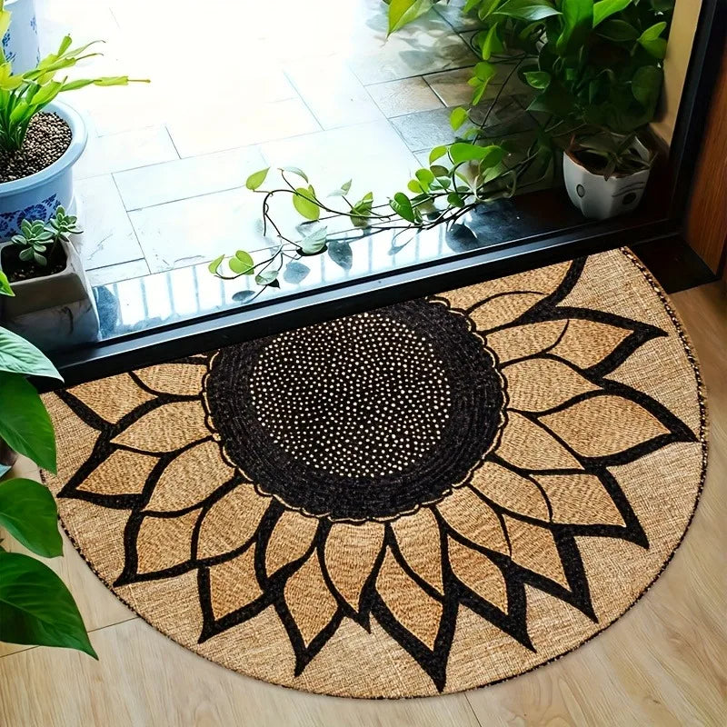 Sunflower Semi-Circular Non-Slip Washable Floor Mat