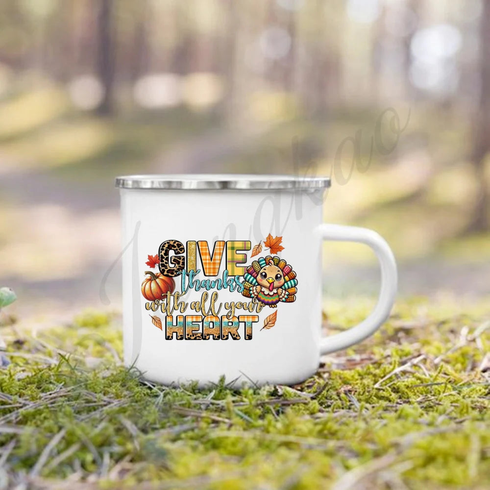 Tis' The Season Enamel Mug | Fall Coffee & Cocoa Cup Gift