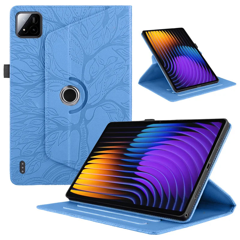 Xiaomi Pad 7 / Pad 7 Pro Case – Embossed 360° Rotating Stand