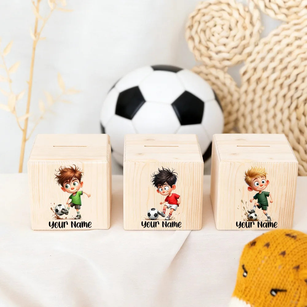 Personalized Soccer Wooden Money Box – Football 2026 Gift