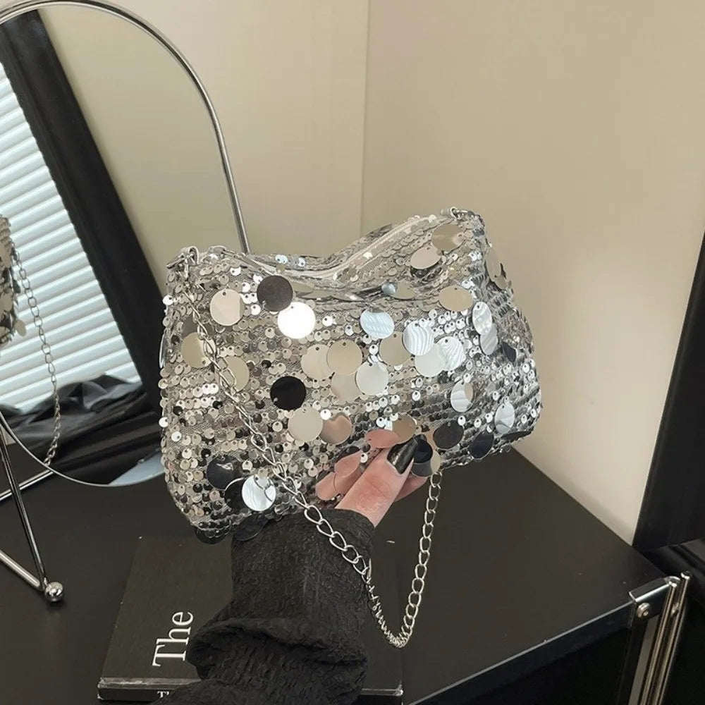 Sequin Shoulder Bag – Lightweight Chain Crossbody Evening Bag