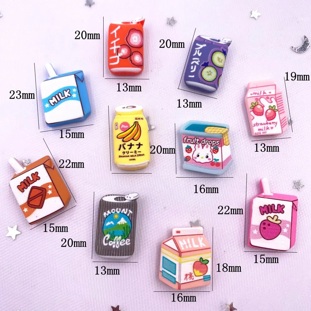 20PCS Kawaii Resin Fruit Drink Flatback 3D Figurines for DIY
