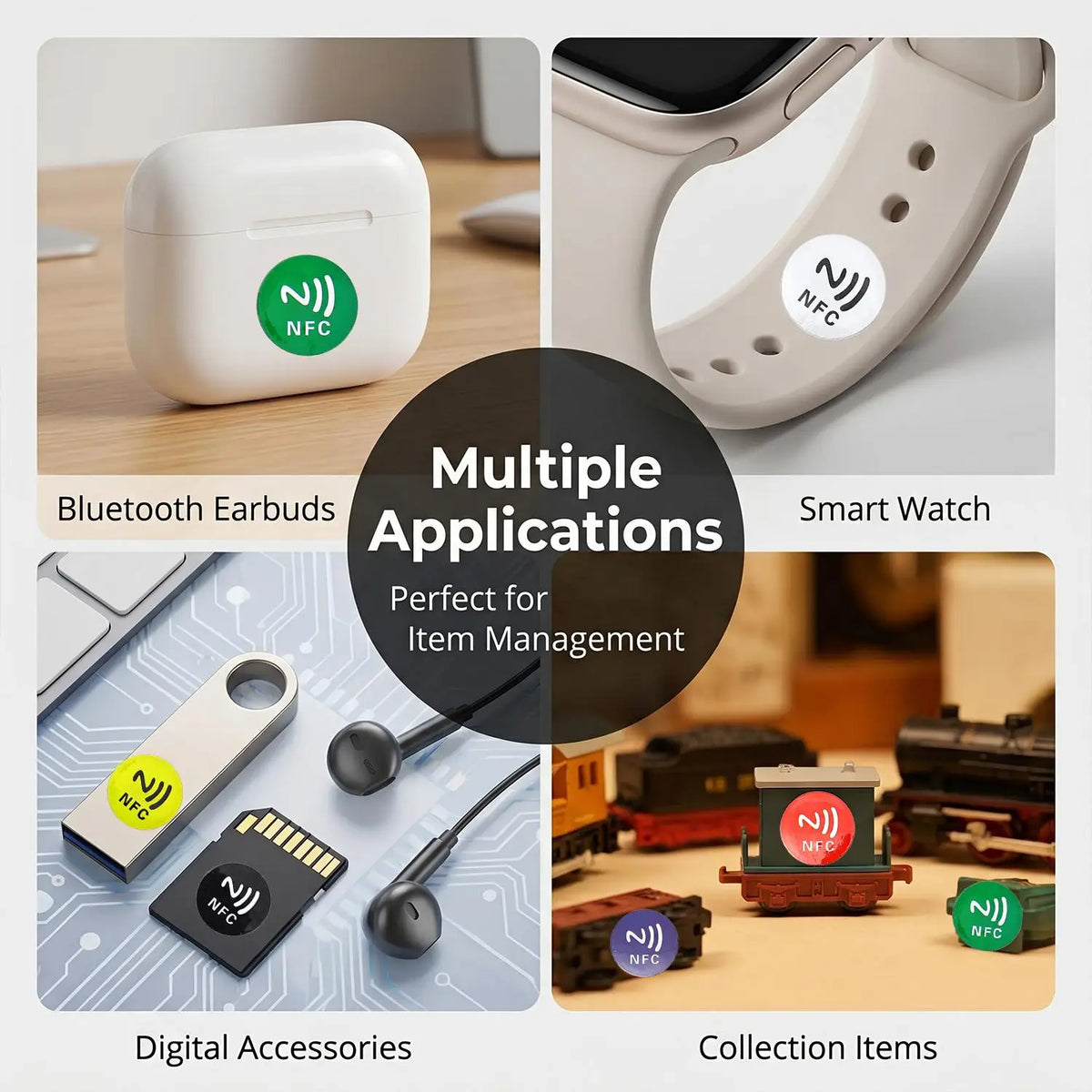6-Pack Rewritable NFC Tag Stickers – Anti-Metal NTAG213