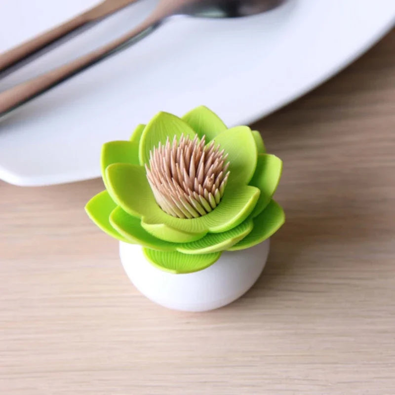 Lotus Cotton Swab & Toothpick Holder – Decorative Organizer