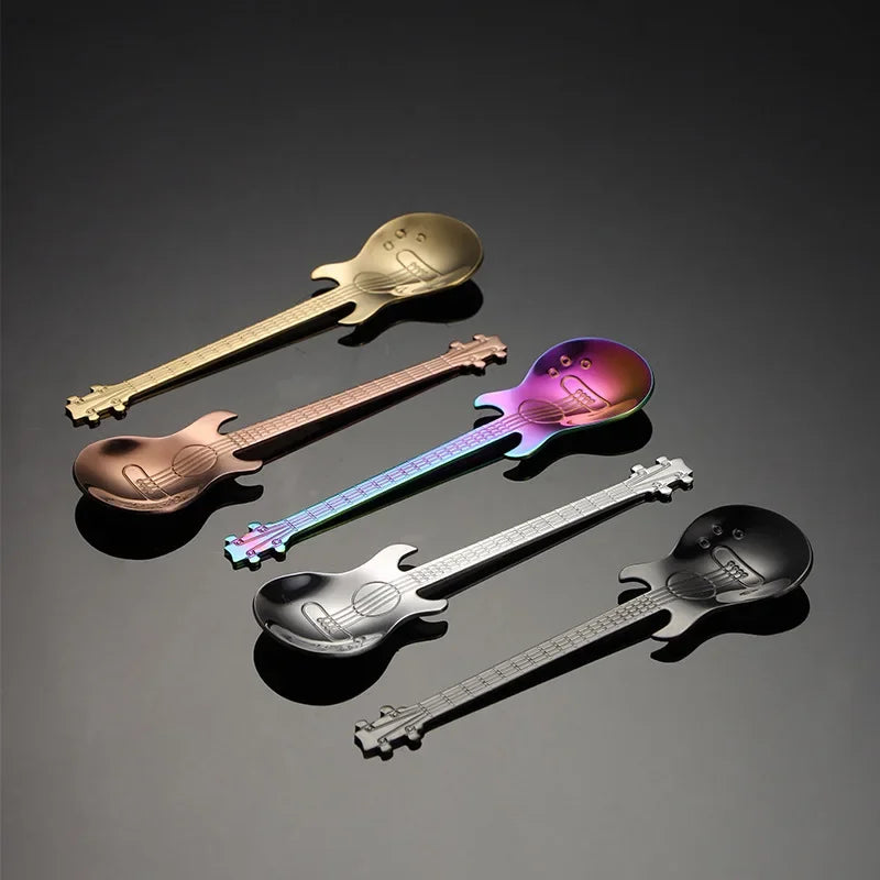 Guitar Shaped Stainless Steel Coffee Spoons | Set of 1 or 5