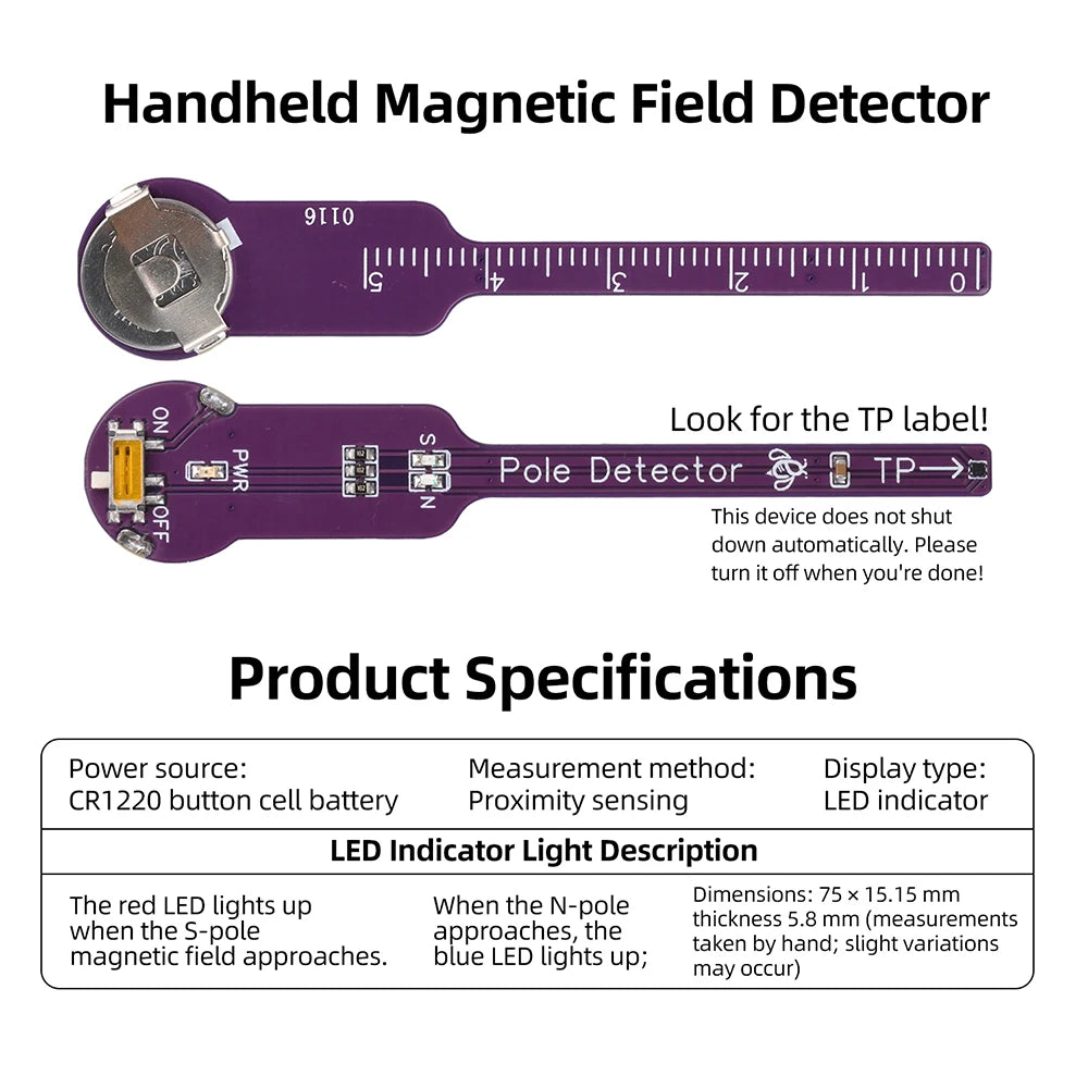 Handheld Magnetic Pole Detector – LED N/S Polarity Tester