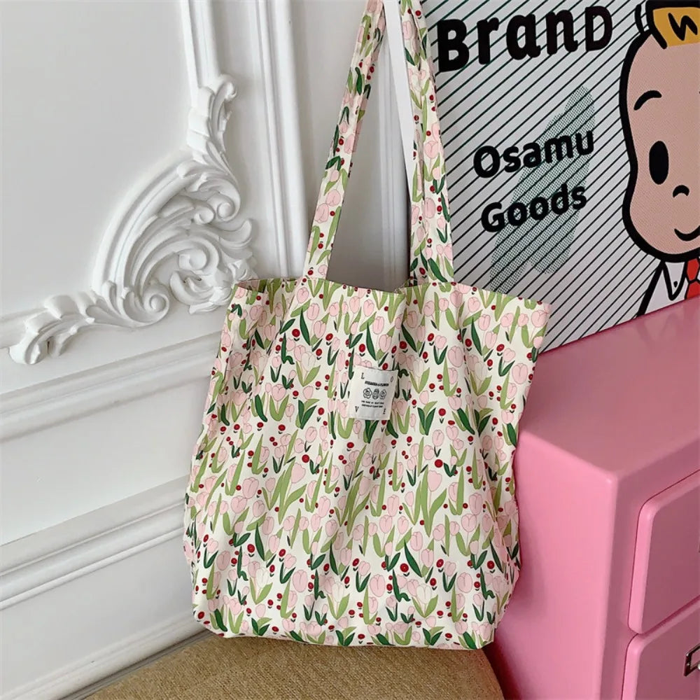 Women's Vintage Floral Cotton Shoulder Bag – Large Tote