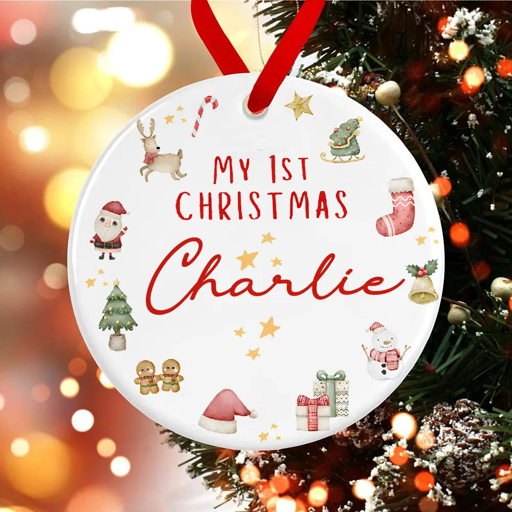 Personalized Baby's First Christmas Ornament 2025 – Ceramic