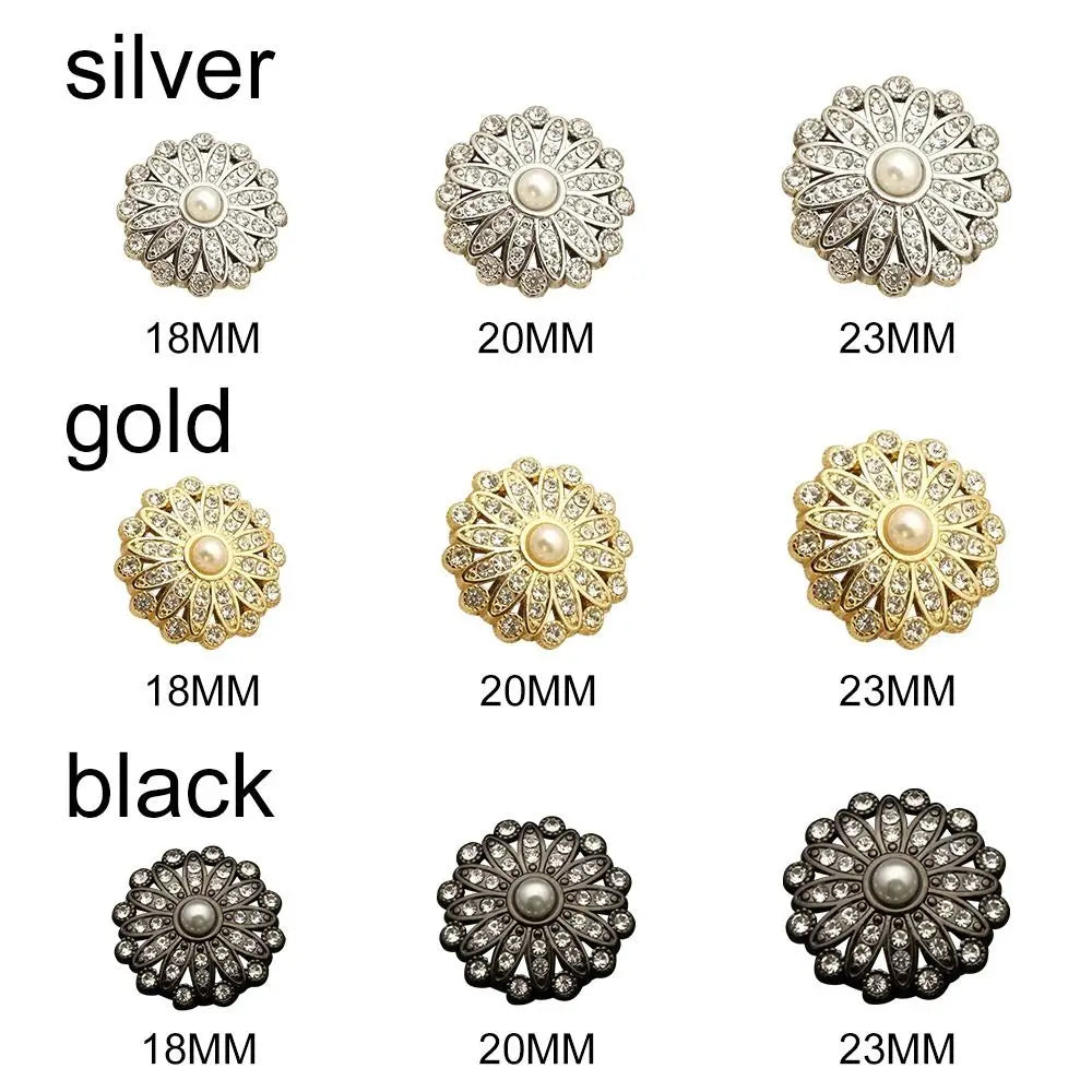 10-Piece Rhinestone Pearl Shank Buttons for DIY Sewing