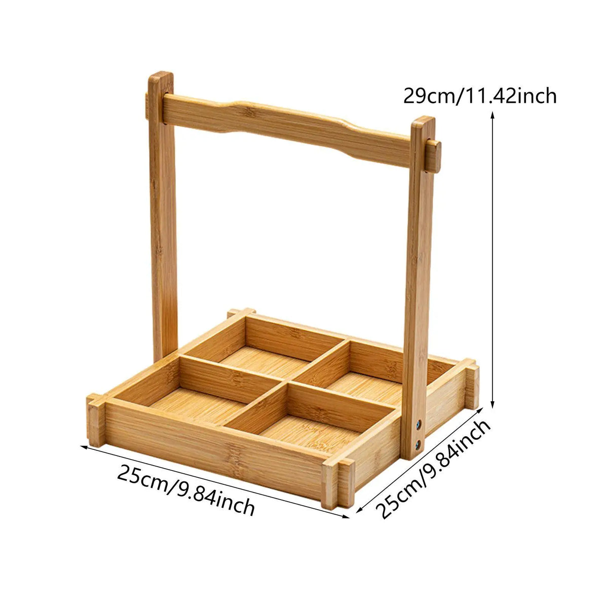 4-Compartment Bamboo Round Serving Tray for Snacks & Parties