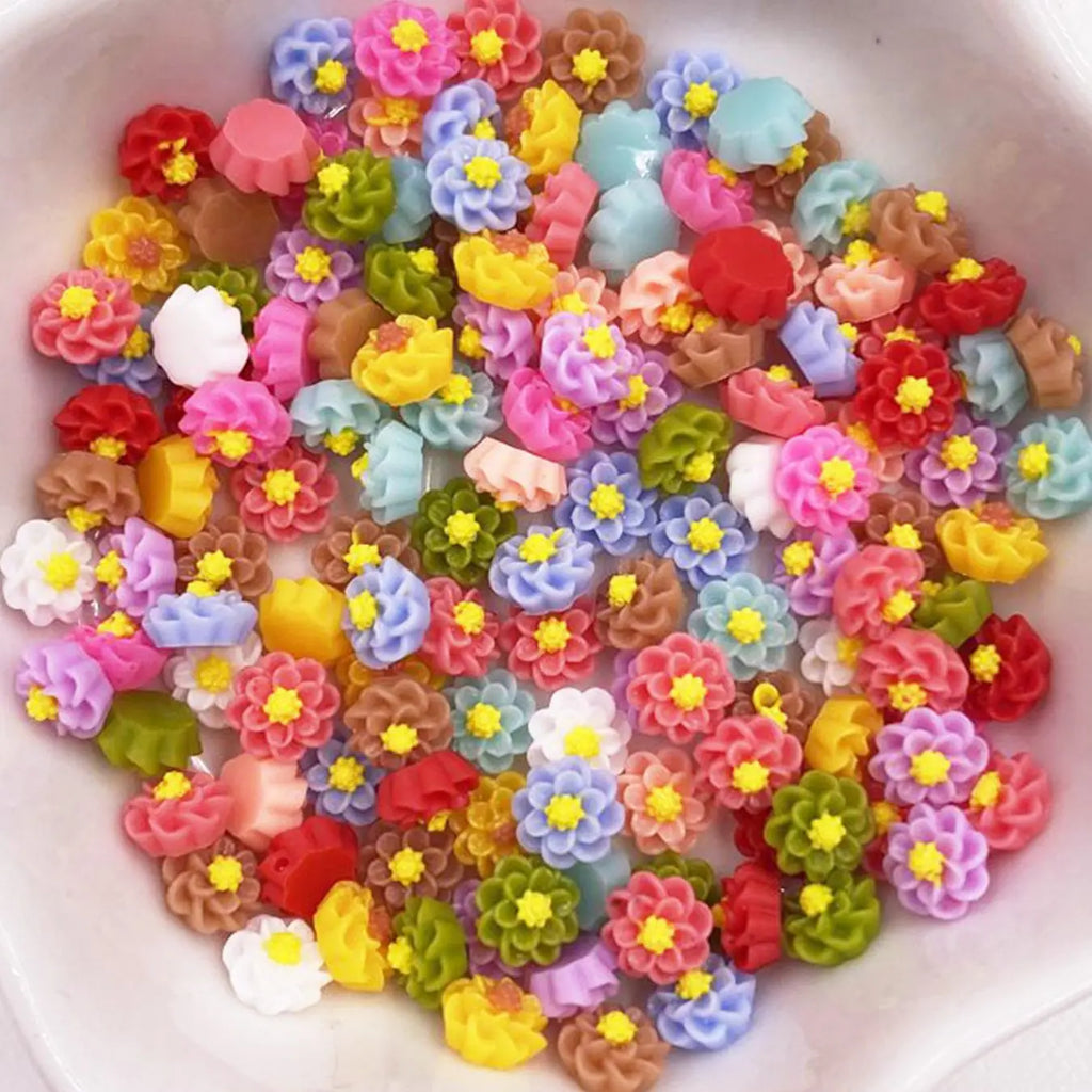 100pcs Resin Flower Flatback Rhinestones – Nail Art & DIY Craft