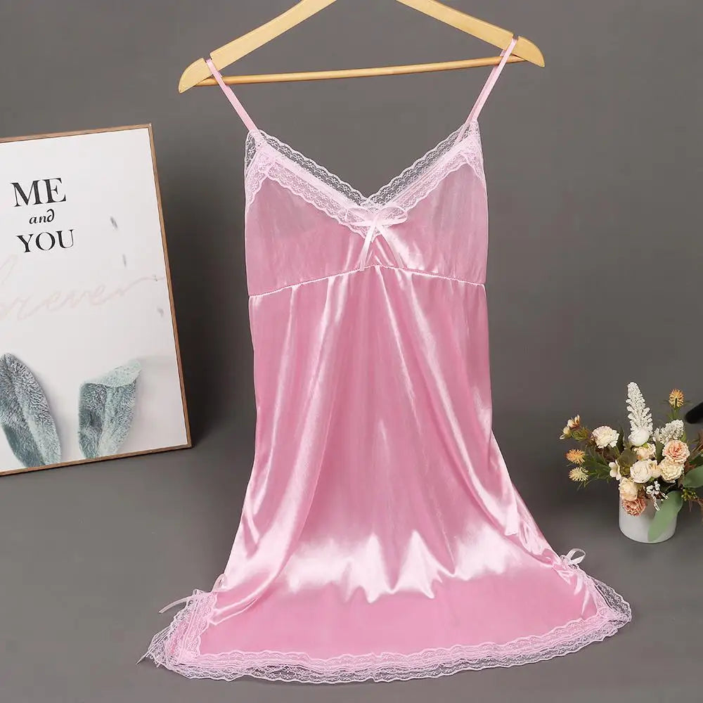 Lace Camisole Bowknot Patchwork Nightgown – Women's Nightwear