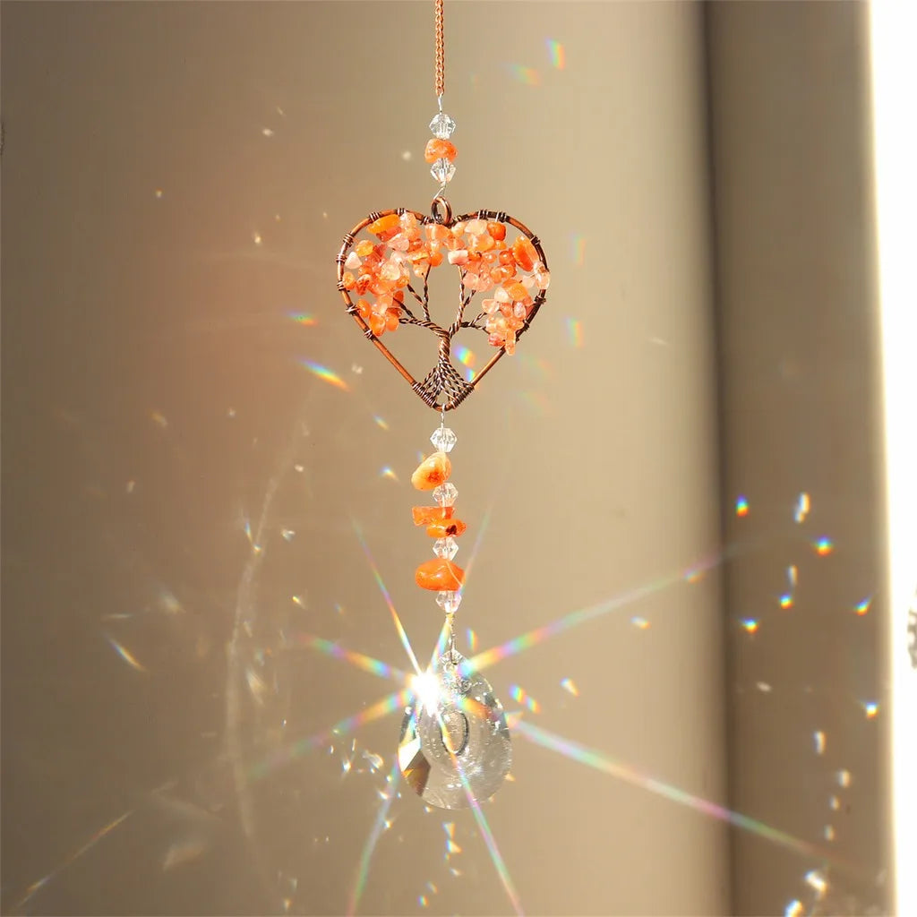 Copper Frame Crystal Chip Suncatcher Hanging Ornament