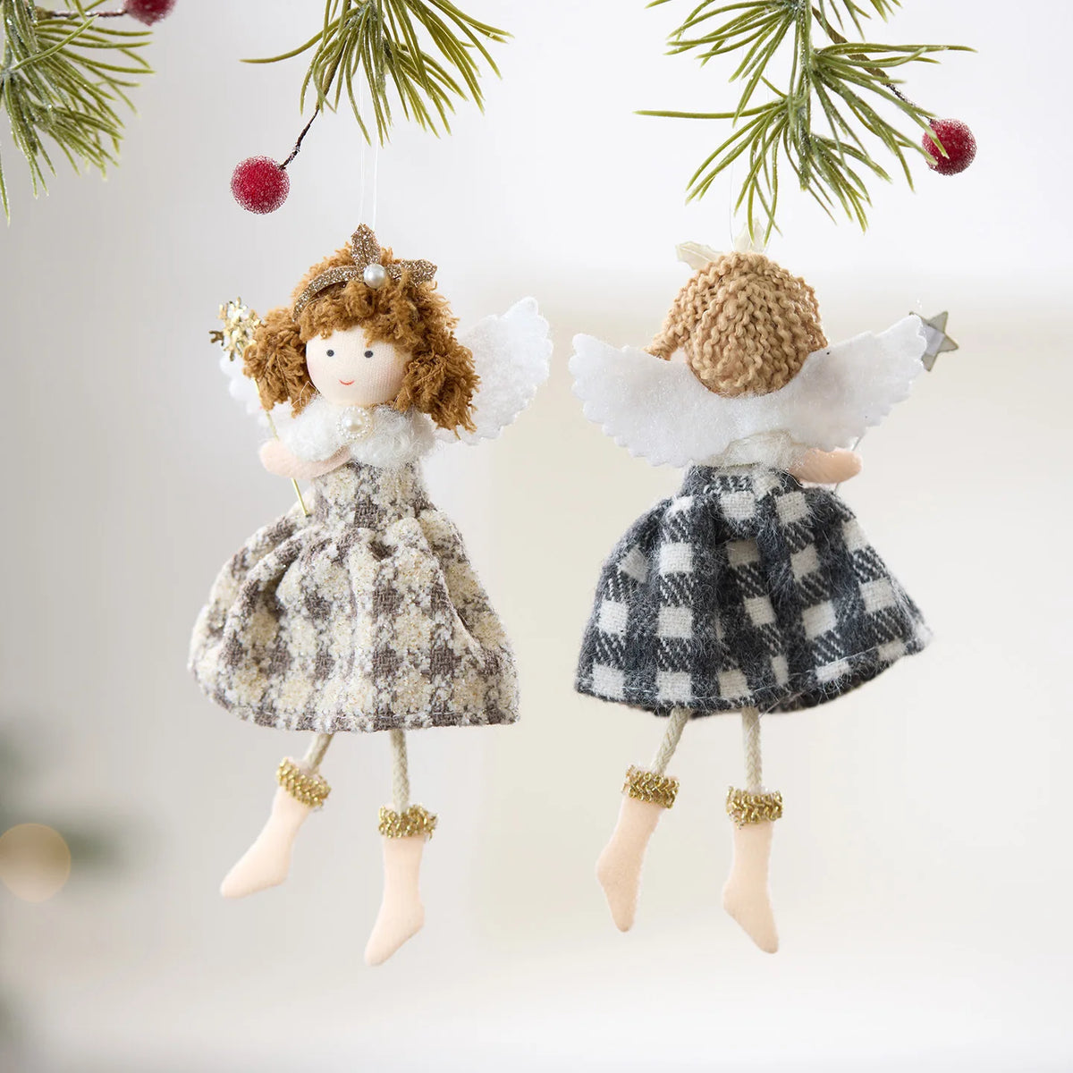 Angel Girl Christmas Tree Ornament – Fabric Doll Pendant