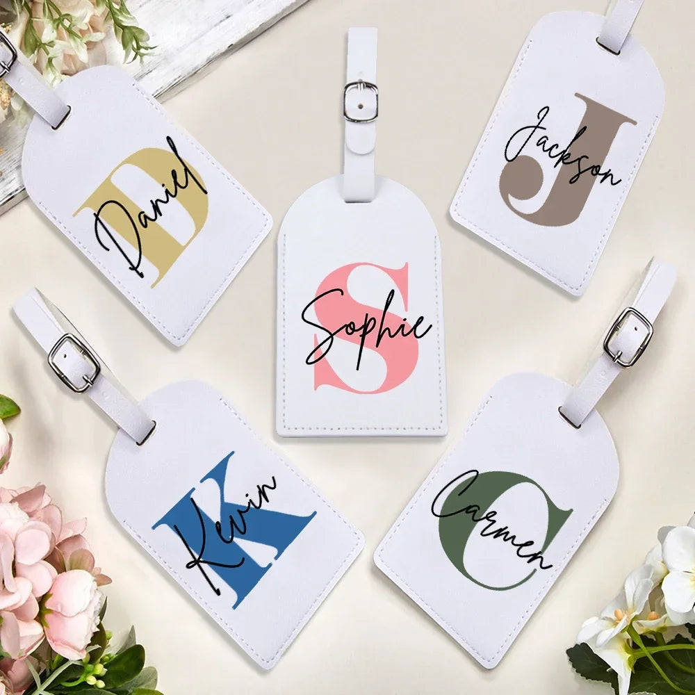 Personalised Monogram PU Leather Luggage Tag – Custom Initial
