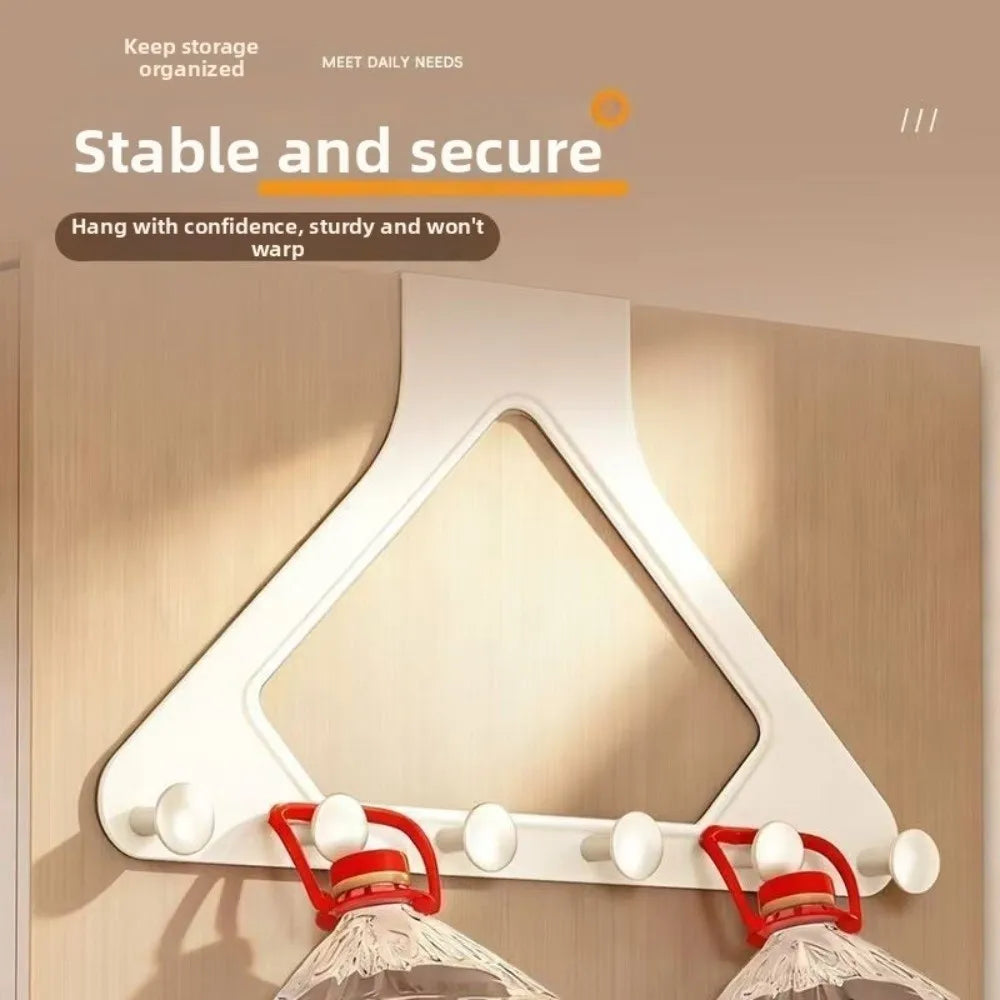 No-Drill Over-the-Door Triangular Hook Organizer | Cream