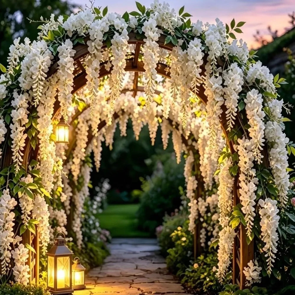 250cm Artificial White Rose Vine | Faux Flower Wall Hanging