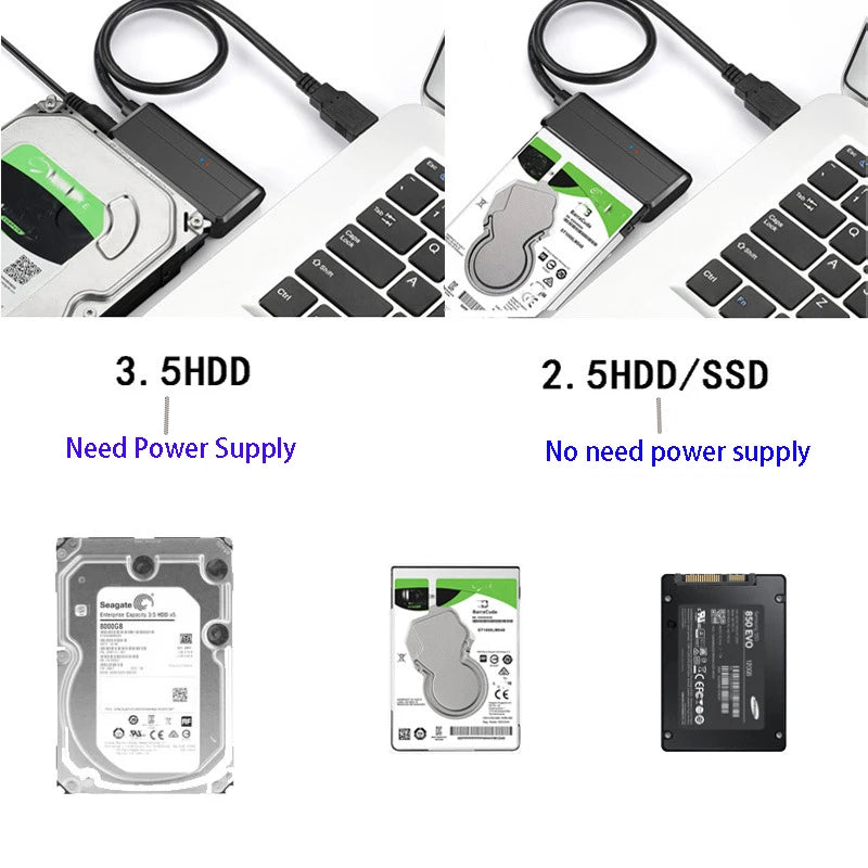 USB 3.0 to SATA III Cable Adapter with DC Power Port | HDD & SSD