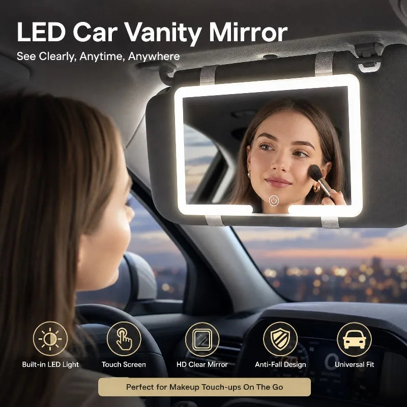 Car Sun Visor LED Vanity Mirror | HD Dimmable Touchscreen