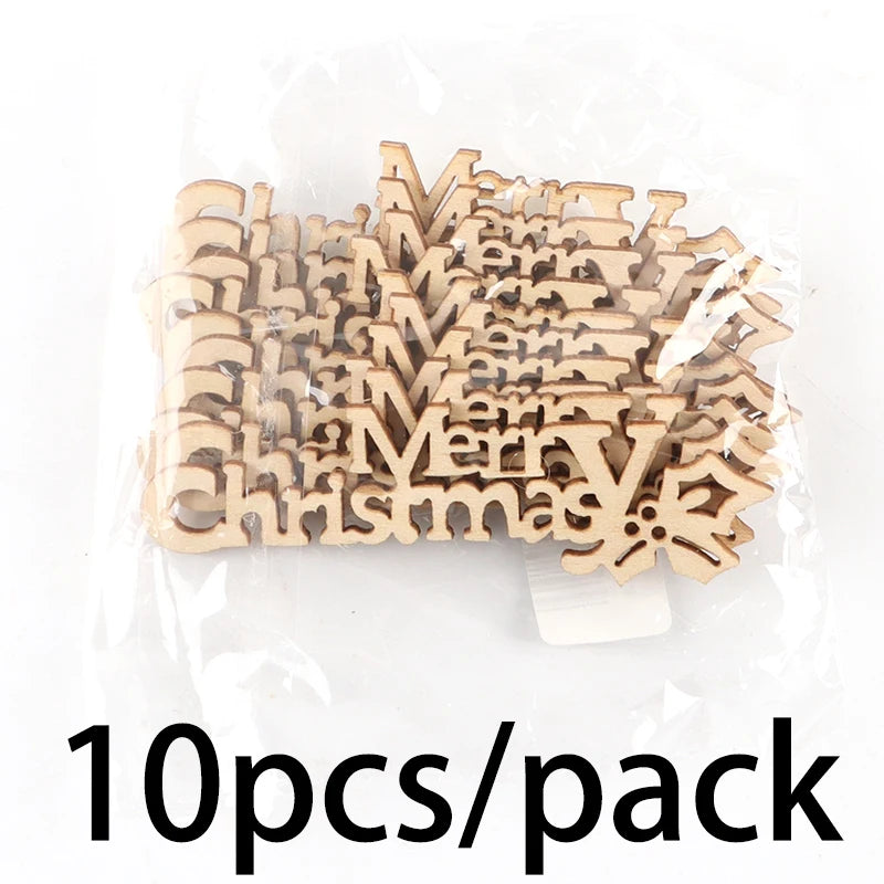 Wooden Merry Christmas Pendants Set of 10 – DIY Tree Ornaments