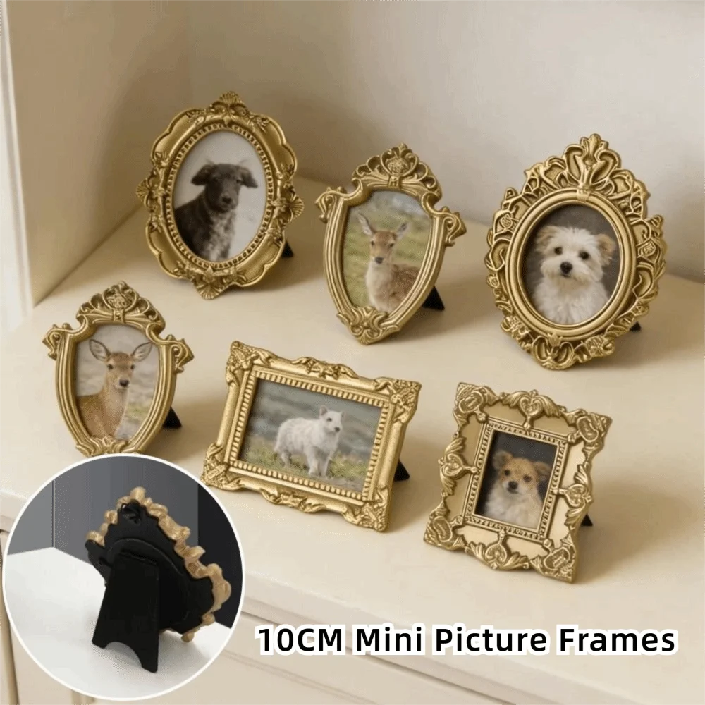 Victorian Mini Resin Photo Frame – Gold Vintage Desktop Decor