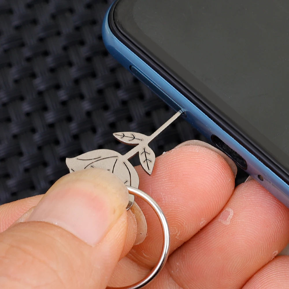 Rose Shape SIM Card Eject Pin Keychain | Stainless Steel